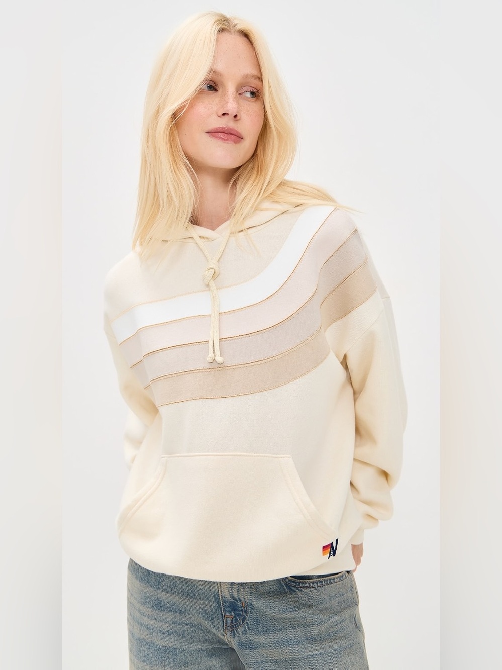 Aviator Nation Wave Stripe 4 Relaxed Pullover Hoodie